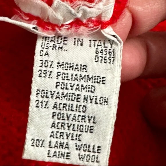 United Colors Of Benetton Red and Purple Cardigan Cabincore Chunky Vibrant 90s - Picture 3 of 9